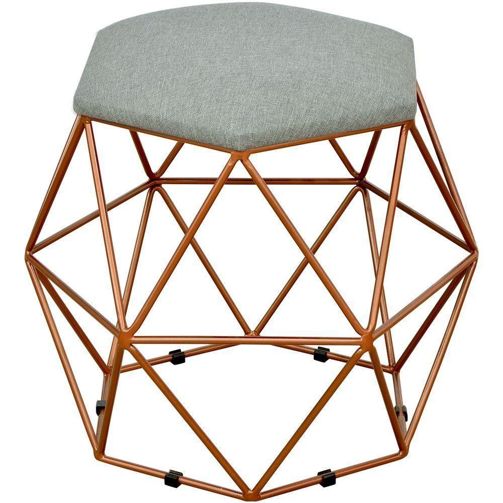 Kit 02 Puffs Aramado Bronze Six L02 Linho Cinza Escuro - 4