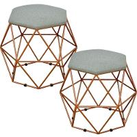 Kit 02 Puffs Aramado Bronze Six L02 Linho Cinza Escuro - 1