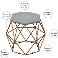 Kit 02 Puffs Aramado Bronze Six L02 Linho Cinza Escuro - 5