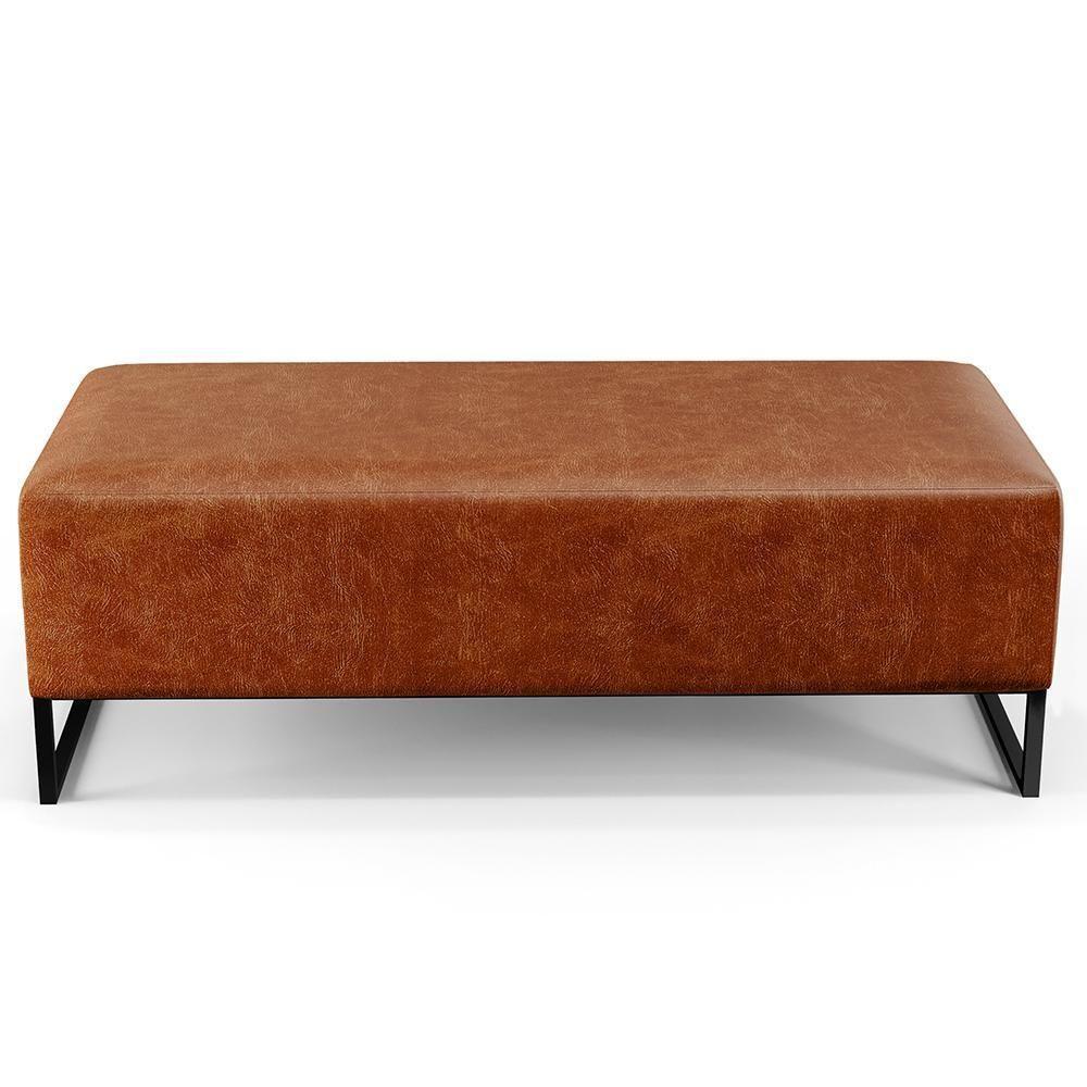 Kit 02 Puffs Decorativo Bali W01 Base Ferro 120X50 Cm Camel - 4