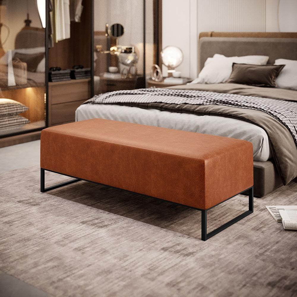 Kit 02 Puffs Decorativo Bali W01 Base Ferro 120X50 Cm Camel - 8