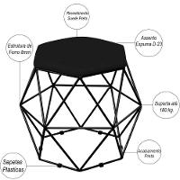 Kit 03 Puffs Aramado Preto Six L02 Suede Preto - 3