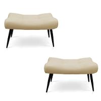 Kit 02 Puffs Sher Suede Bege Pés Palito De Ferro - D'Rossi - 1