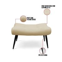 Kit 02 Puffs Sher Suede Bege Pés Palito De Ferro - D'Rossi