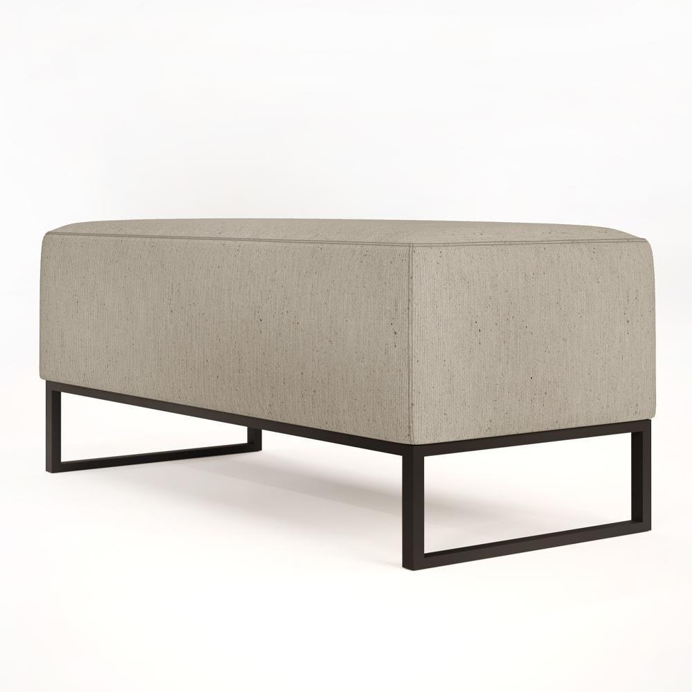 Kit 02 Puffs Cléo W01 Base De Ferro 90 Cm Linho Bege - 3