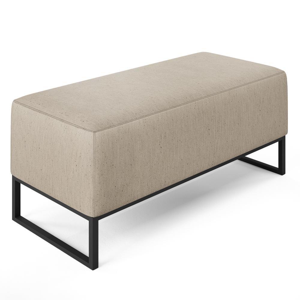 Kit 02 Puffs Cléo W01 Base De Ferro 90 Cm Linho Bege - 7