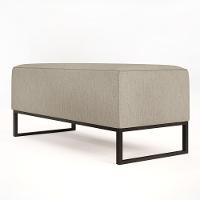 Kit 02 Puffs Cléo W01 Base De Ferro 90 Cm Linho Bege - 3