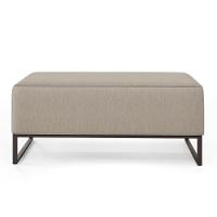 Kit 02 Puffs Cléo W01 Base De Ferro 90 Cm Linho Bege