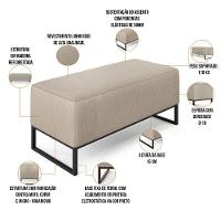 Kit 02 Puffs Cléo W01 Base De Ferro 90 Cm Linho Bege - 6