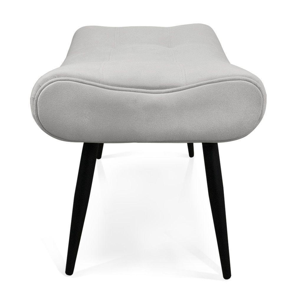 Kit 02 Puffs Sher Suede Cinza Pés Palito De Ferro - D'Rossi - 3