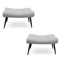 Kit 02 Puffs Sher Suede Cinza Pés Palito De Ferro - D'Rossi - 1