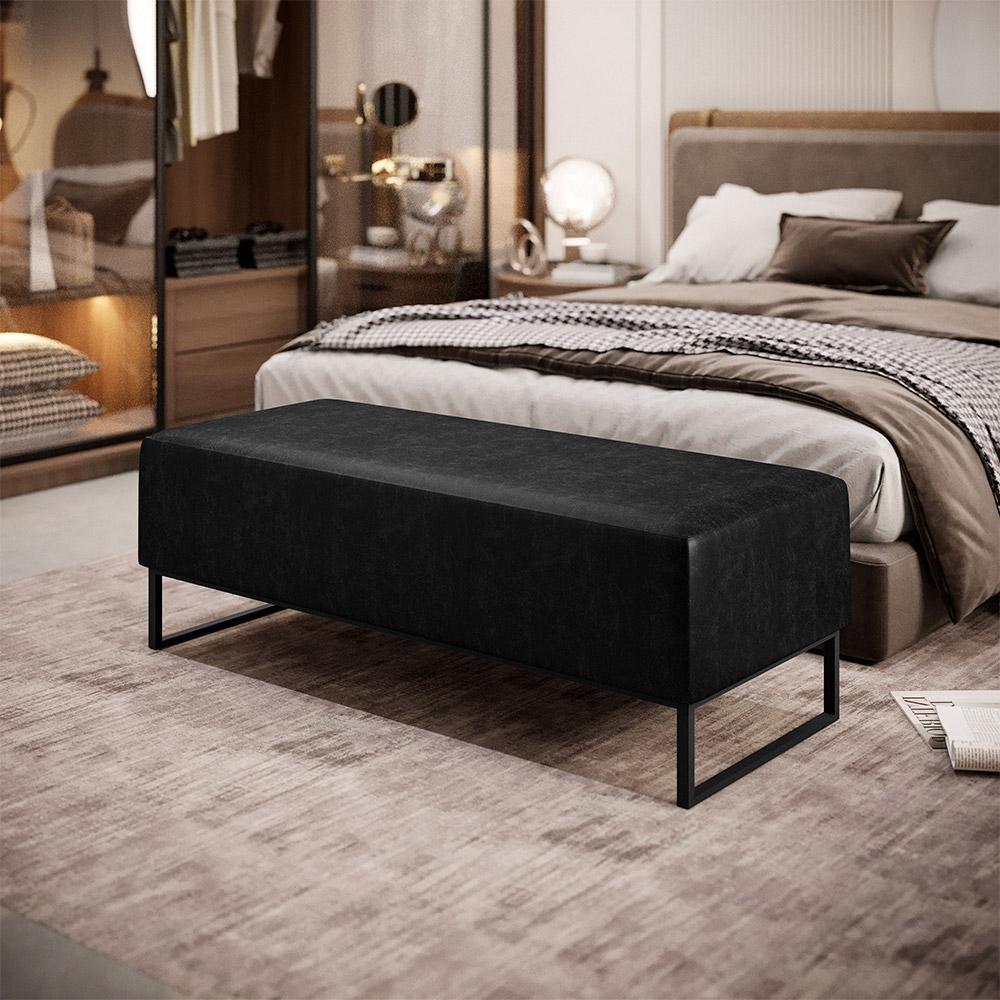 Kit 02 Puffs Decorativo Bali W01 Base Ferro 120X50 Cm Preto - 8