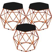 Kit 03 Puffs Aramado Bronze Six L02 Suede Preto - 1