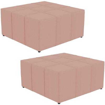 Kit 02 Puffs Quadrado Milano 90x90cm W01 Linho Rosê
