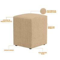 Kit 03 Puffs Quadrado L02 Decorativo Linho Bege Escuro - 3