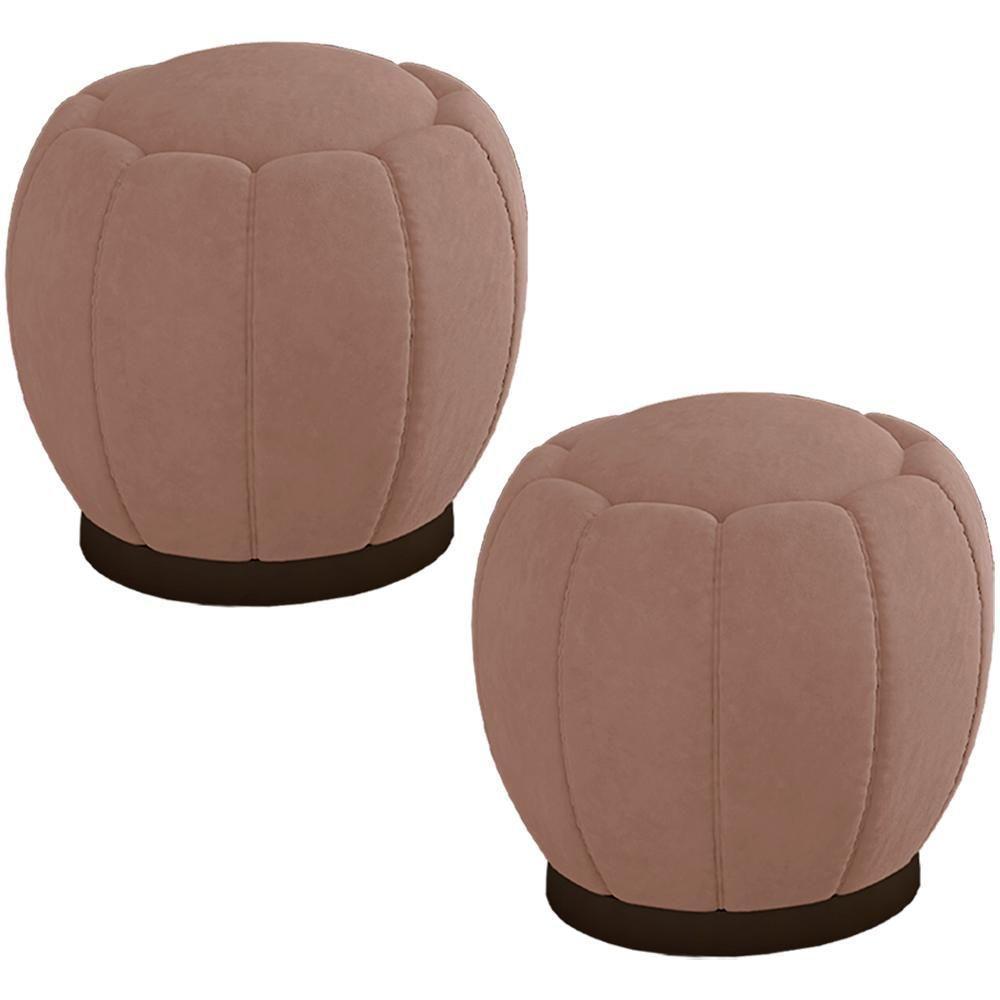 Kit 2 Puff Puf Para Sala Base Metal Tull Veludo Sl 949 Peer Sl 949 - 1