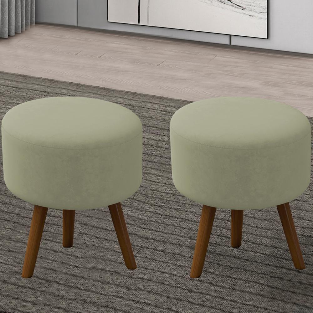 Kit 2 Puff Puf Para Sala Pes Palito Small Veludo Sl 940 Peer Sl 940 - 7