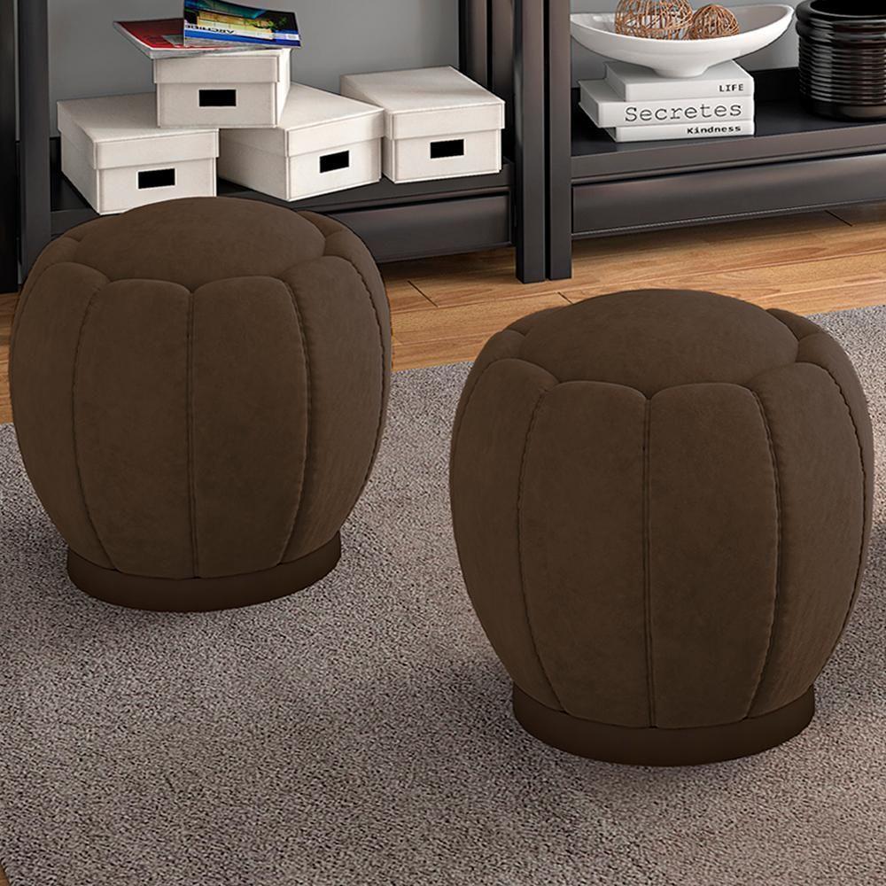 Kit 2 Puff Puf Para Sala Base Metal Tull Veludo Sl 942 Peer Sl 942 - 5