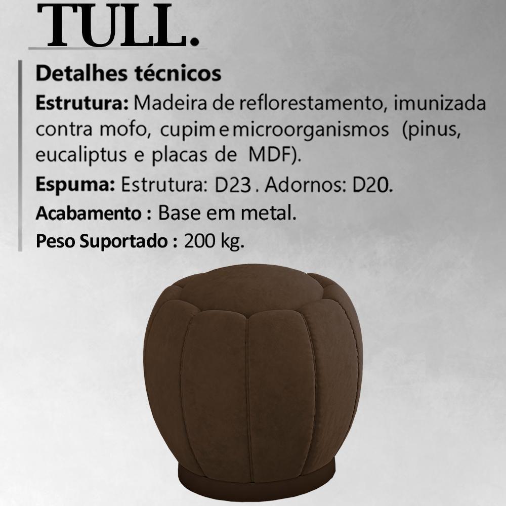 Kit 2 Puff Puf Para Sala Base Metal Tull Veludo Sl 942 Peer Sl 942 - 8