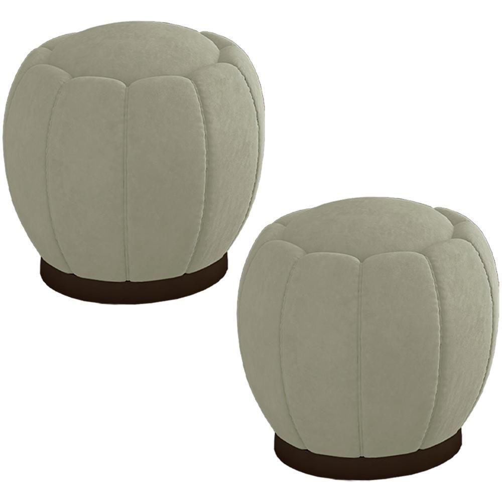 Kit 2 Puff Puf Para Sala Base Metal Tull Veludo Sl 940 Peer Sl 940 - 1