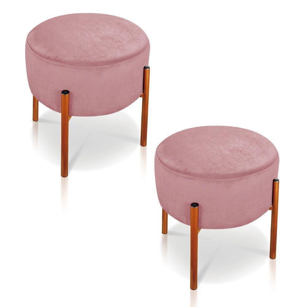 Kit 2 Puffs Iron Suede Cobre Rose - 1