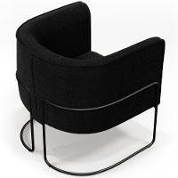 Poltrona Para Sala De Estar Decorativa Fixa Base Aço Preto Betina D02 Bouclê Preto - Lyam Decor