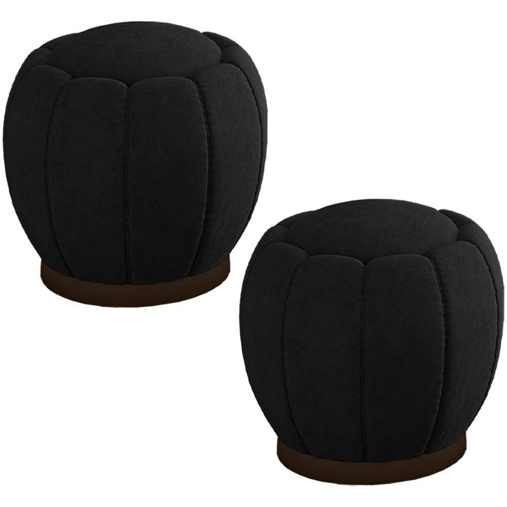 Kit 2 Puff Puf Para Sala Base Metal Tull Veludo Sl 944 Peer Sl 944 - 1