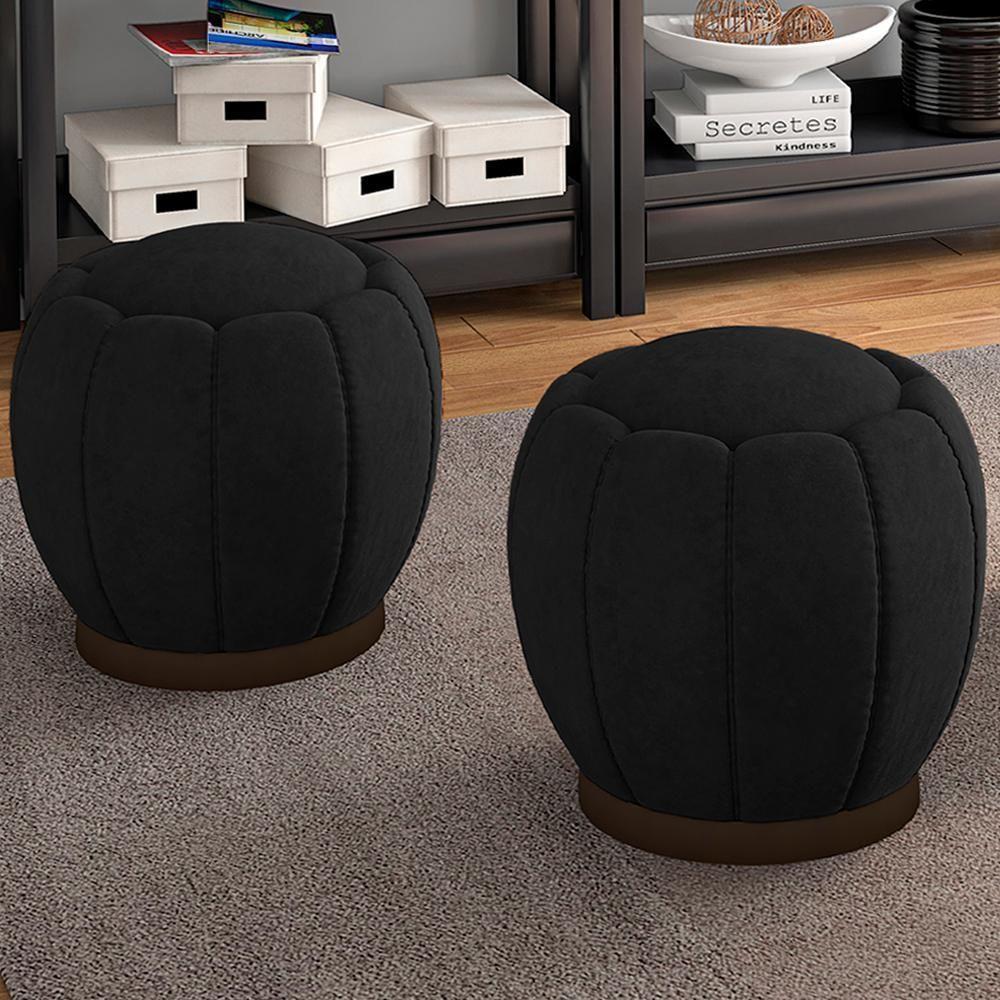 Kit 2 Puff Puf Para Sala Base Metal Tull Veludo Sl 944 Peer Sl 944 - 7