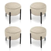 Kit 4 Puffs Iron Suede Preto Marrom Rato - 1