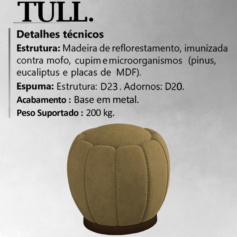 Kit 2 Puff Puf Para Sala Base Metal Tull Veludo Sl 945 Peer Sl 945 - 9