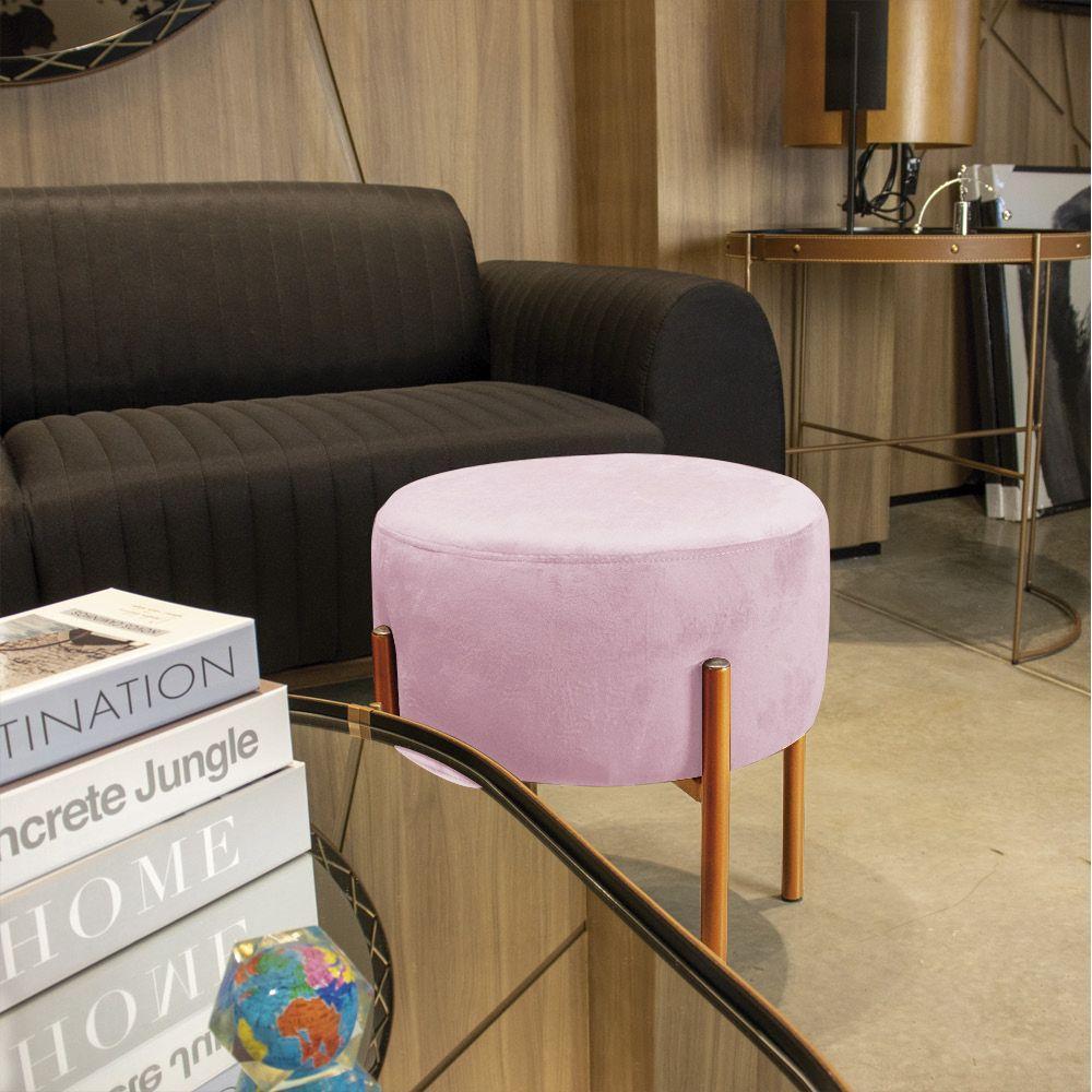 Kit 4 Puffs Iron Suede Cobre Rosa Bebê - 6