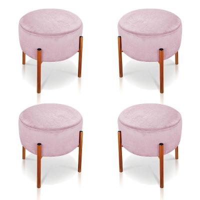 Kit 4 Puffs Iron Suede Cobre Rosa Bebê