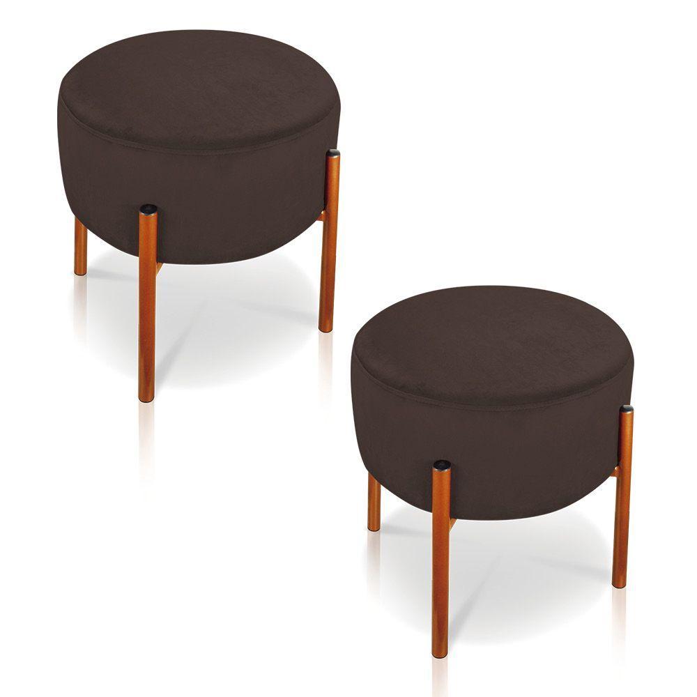 Kit 2 Puffs Iron Suede Cobre Marrom - 1