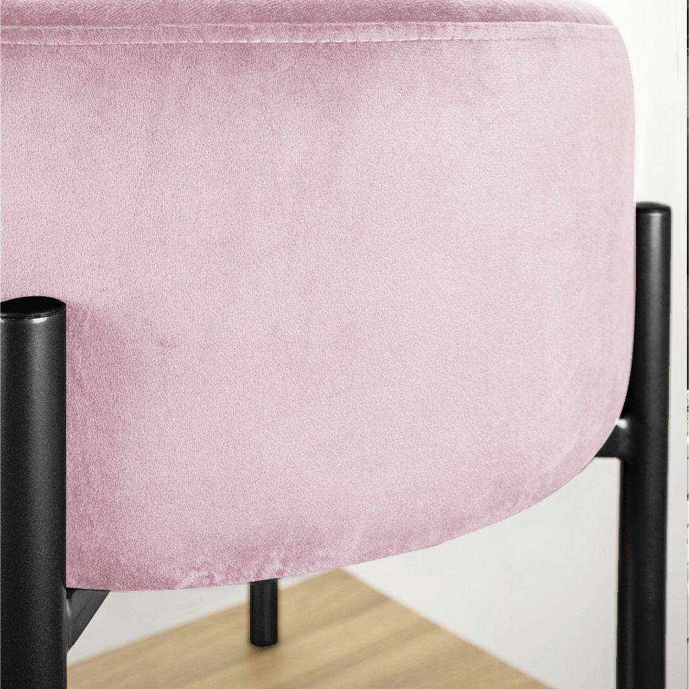 Kit 4 Puffs Iron Suede Preto Rosa Bebê - 7