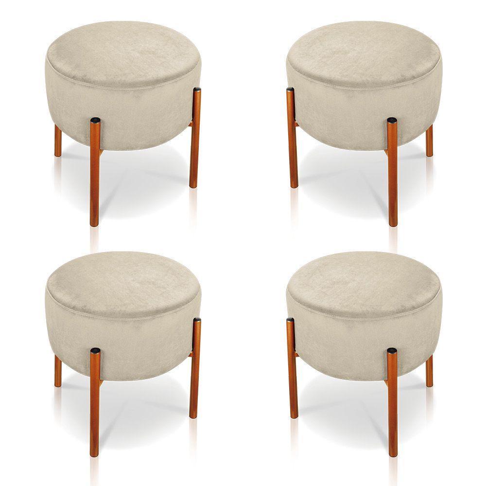 Kit 4 Puffs Iron Suede Cobre Bege - 1