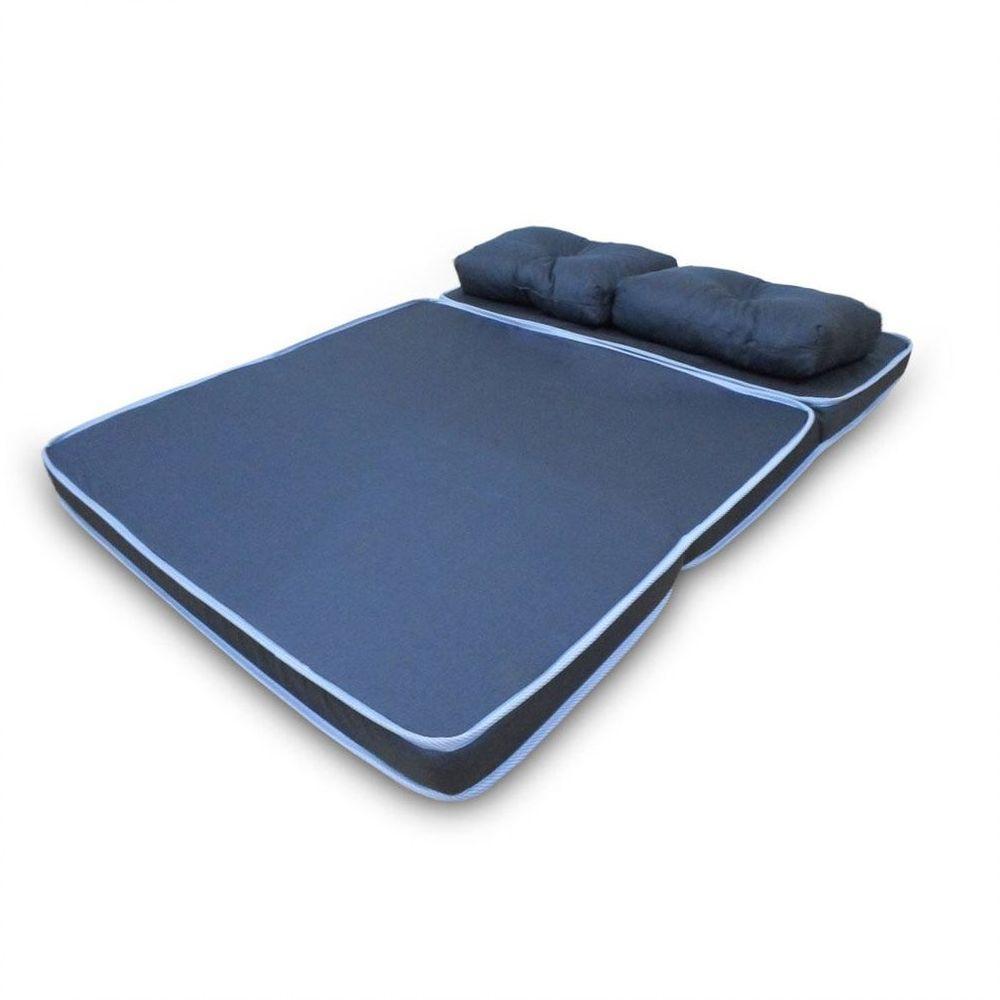 Puff 3 Em 1 Casal Conforto Fa Maringá 128x60x10Cm Azul - 3