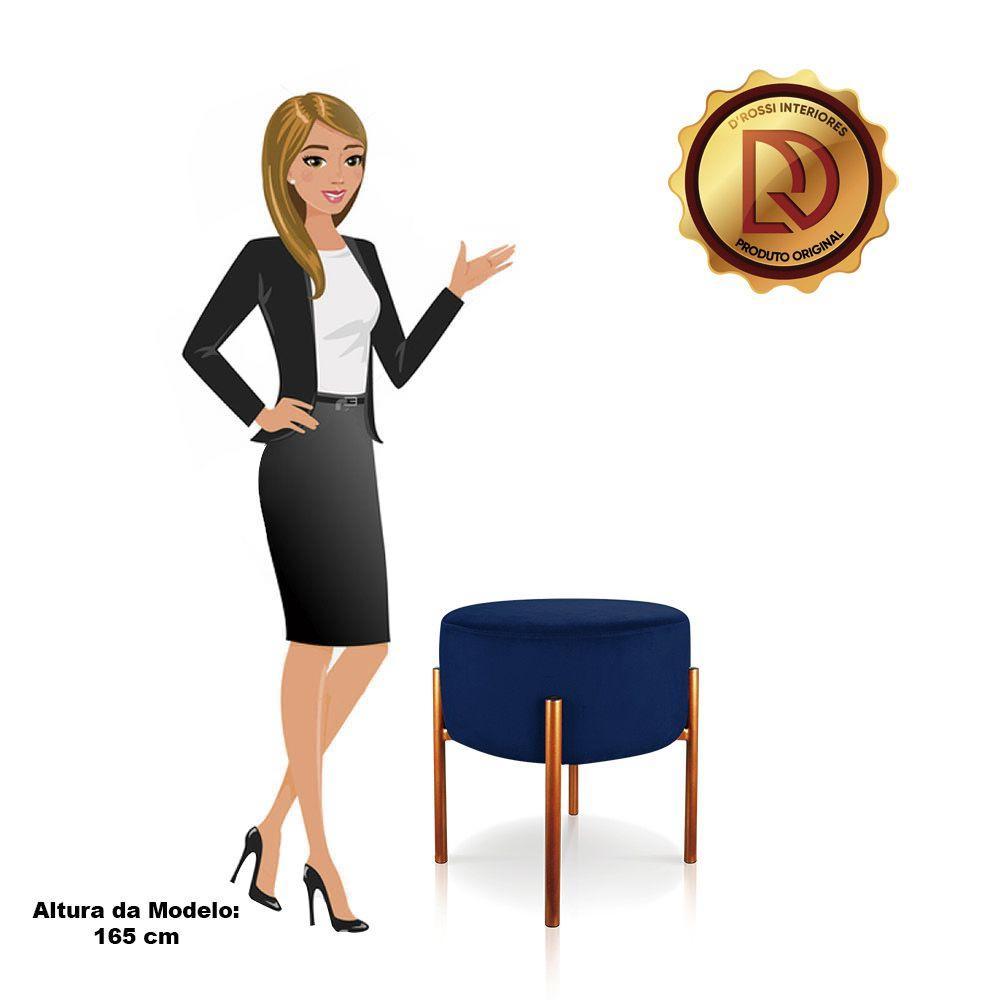 Kit 4 Puffs Iron Suede Cobre Azul Marinho - 5