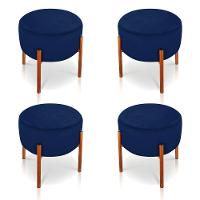 Kit 4 Puffs Iron Suede Cobre Azul Marinho - 1