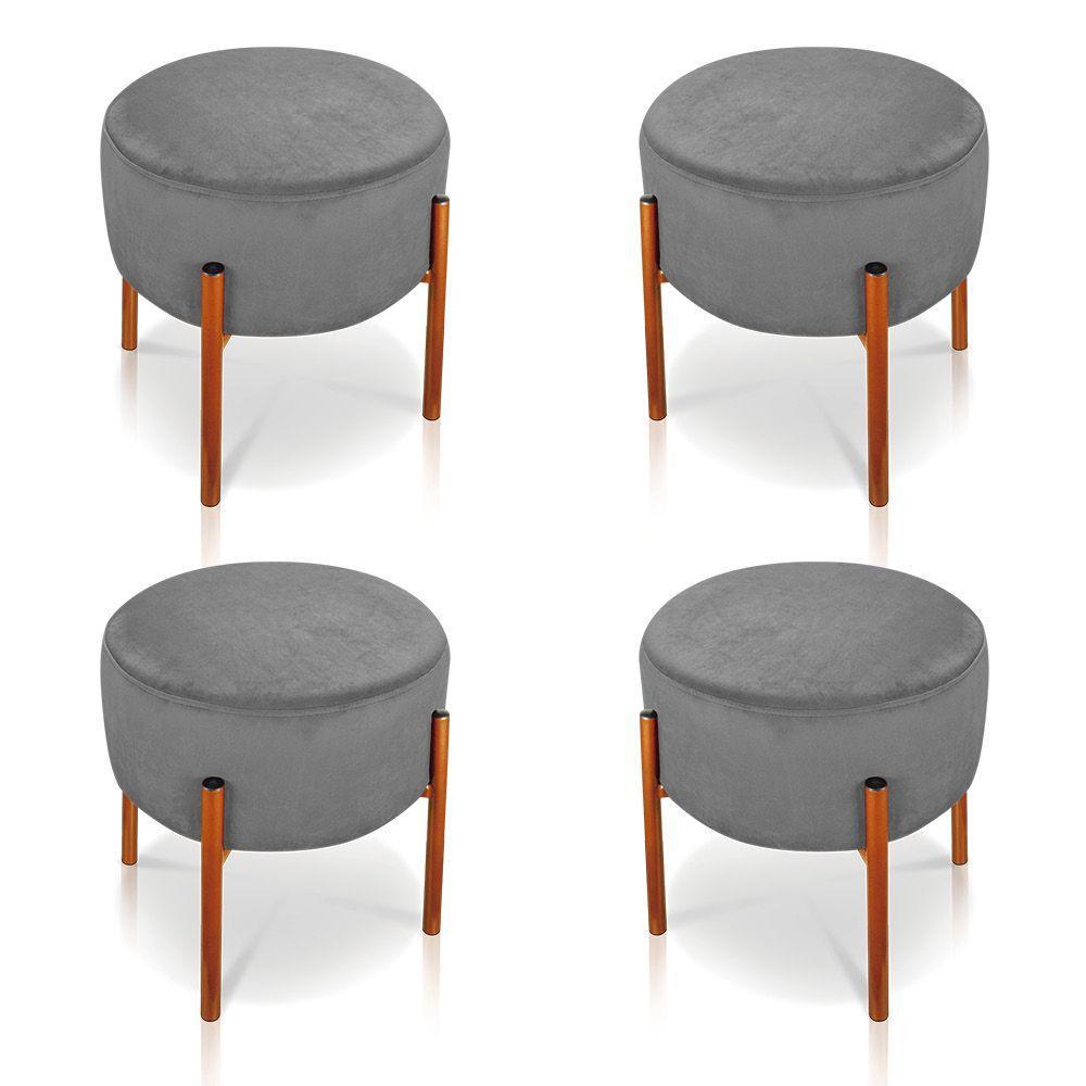 Kit 4 Puffs Iron Suede Cobre Grafite - 1