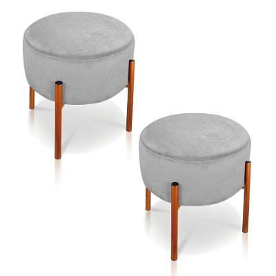 Kit 2 Puffs Iron Suede Cobre Cinza