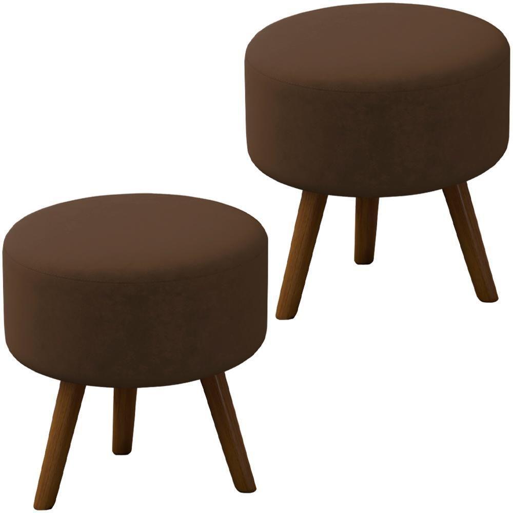 Kit 2 Puff Puf Para Sala Pes Palito Small Veludo Sl 942 Peer Sl 942 - 1