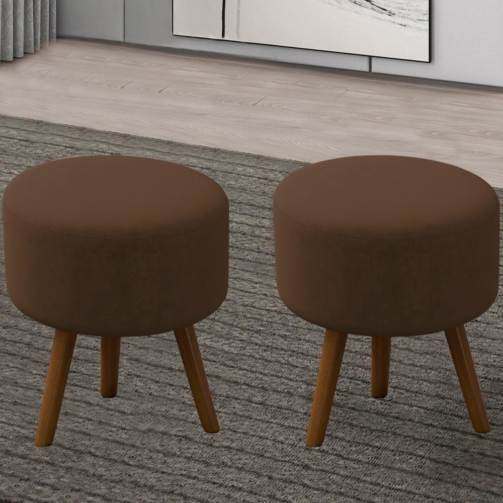 Kit 2 Puff Puf Para Sala Pes Palito Small Veludo Sl 942 Peer Sl 942 - 4