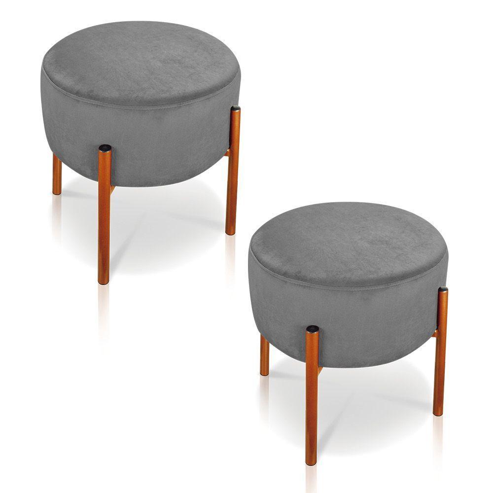 Kit 2 Puffs Iron Suede Cobre Grafite - 1