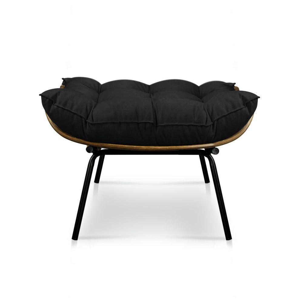 Puff Costela Decorativo Sala E Escritório Suede Preto - 3