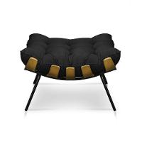 Puff Costela Decorativo Sala E Escritório Suede Preto - 1