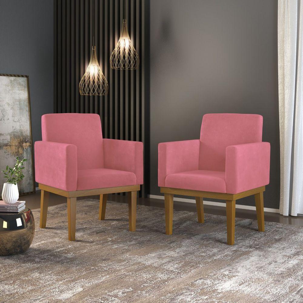 Cadeira Poltrona Com Base Reforçada Balaqui Decor Rosa - 3