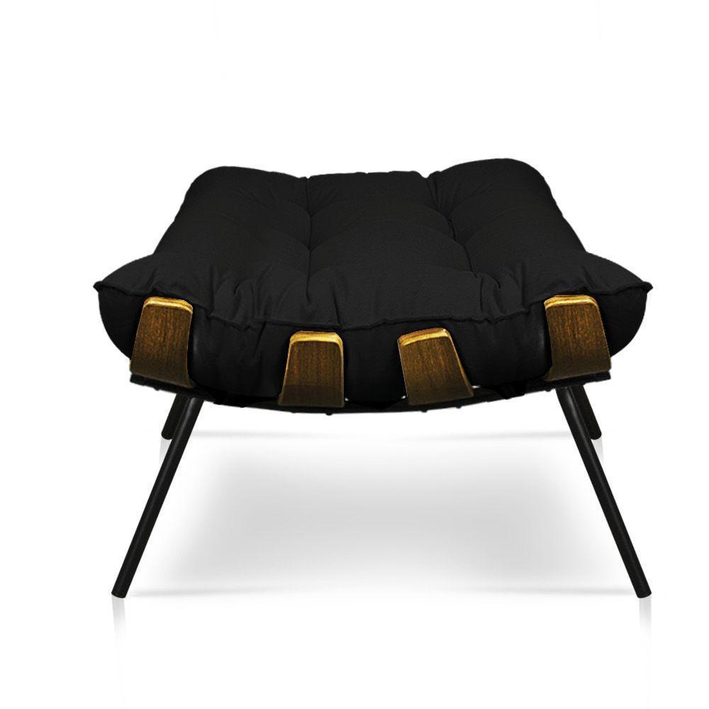 Puff Decorativo Costela Sala E Escritório Linho Preto - 1