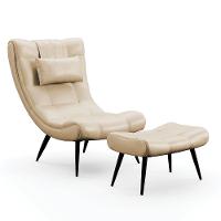 Kit 01 Poltrona E 01 Puff Sher Facto Bege Pés Palito De Ferro - D'rossi - 1