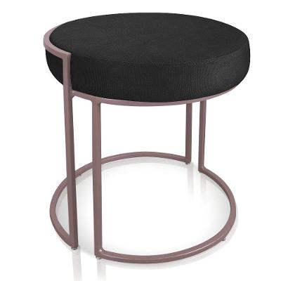 Puff Love Suede Preto Base Rose