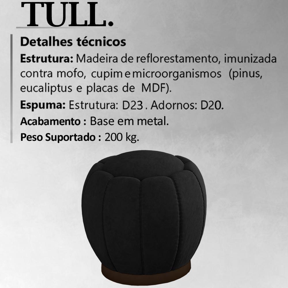Puff Puf Para Sala Base Metal Tull Veludo Sl 944 Peer Sl 944 - 8